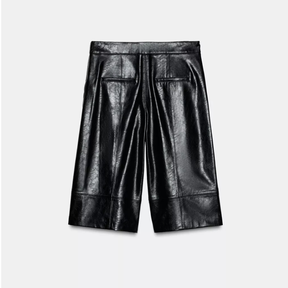 ZARA FAUX LEATHER LONG SHORTS - Picture 6 of 7